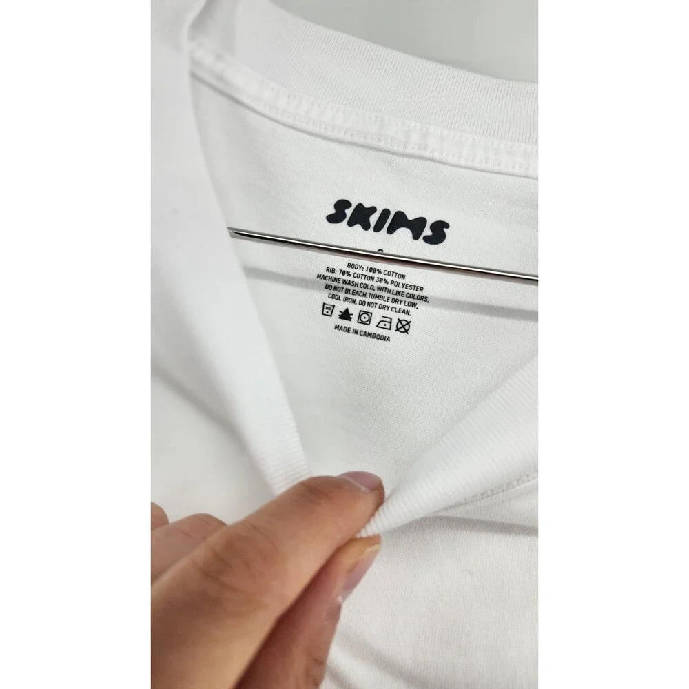 SKIMS‎ Men's Small White Chalk Heavyweight Cotton Long Sleeve T-Shirt NWT